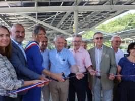Solarhona : Inauguration des ombrières photovoltaïques du parking de la télécabine du Fierney à Crozet (Ain)